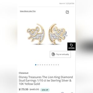 Disney Lion King Gold and Silver Earrings